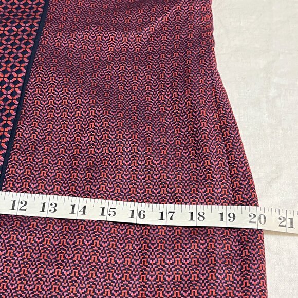 Etcetera Geometric Sleeveless Shift Dress Size 10 Red Navy Cotton Blend Lined - Picture 8 of 10